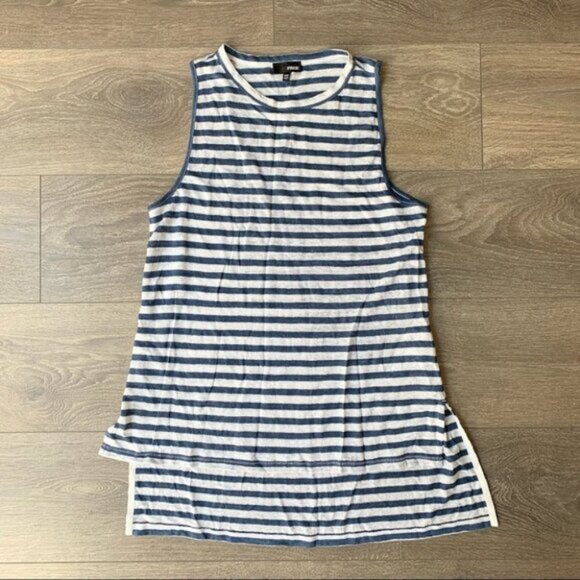 Aritzia Wilfred Free Striped Tank Top Sleeveless White Blue Linen Size XXS - Picture 6 of 11